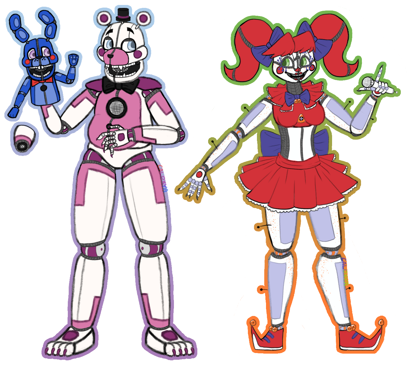 Funtime Freddy and Circus Baby Reference Sheet [SFW] (2024) by Caloxya --  Fur Affinity [dot] net